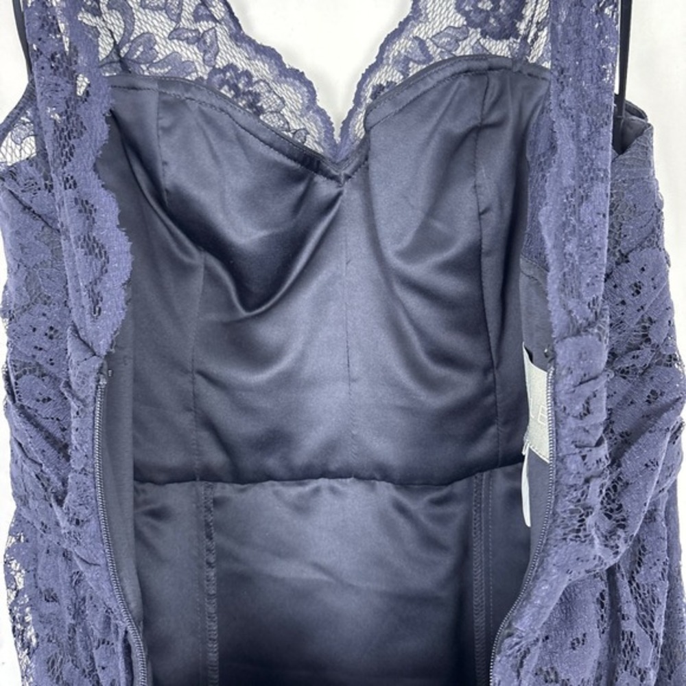 Amsale Dress Women's Size 8 Navy Blue Lace Floor Length Classic Formal‎ Gown - Picture 7 of 16